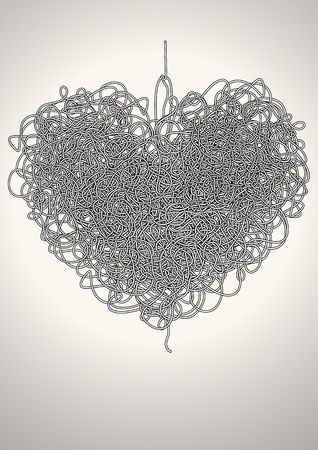 maze in the shape of a heartのイラスト素材