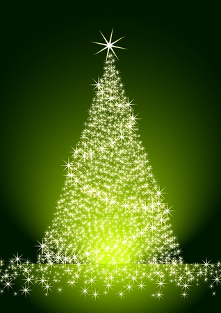 Christmas tree on green backgroundのイラスト素材
