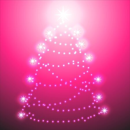 Christmas tree on red backgroundのイラスト素材