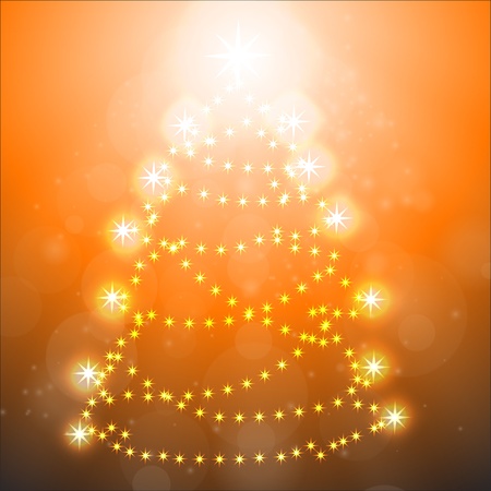 Christmas tree on orange backgroundのイラスト素材