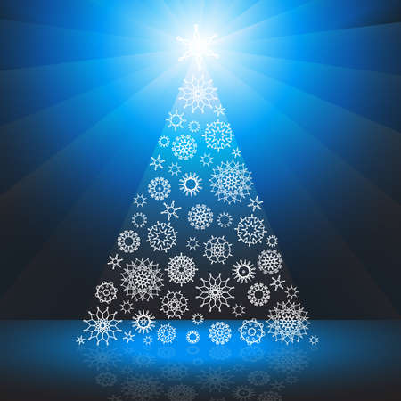 Christmas tree made of snowflakesのイラスト素材