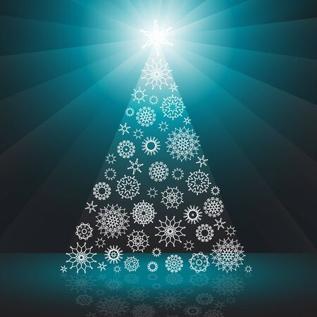 Christmas tree made of snowflakesのイラスト素材