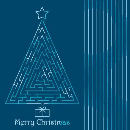 Christmas tree on blue backgroundのイラスト素材