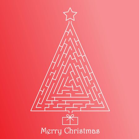 Christmas tree on red backgroundのイラスト素材