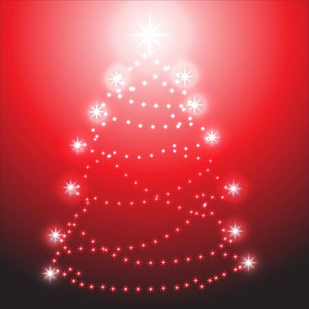 Christmas tree on red backgroundのイラスト素材