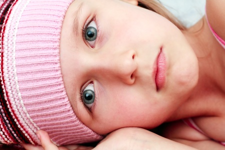 portrait of a beautiful girl in hat の写真素材