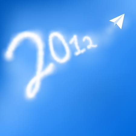 trace of the plane in the sky 2012のイラスト素材