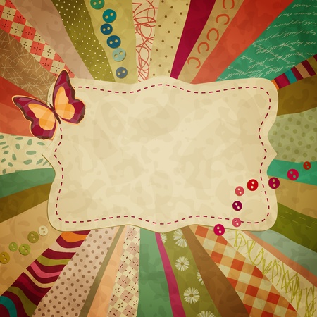 colorful background with pieces of cloth and a butterfly for your photosのイラスト素材