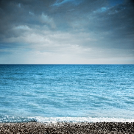 Summer landscape with sea and blue skyの写真素材