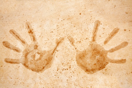 old paper background with a spot of Handの写真素材