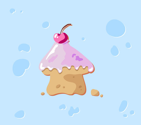 Vector illustration of cake with cherry
