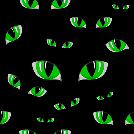 illustration of cat green eye seamless textureのイラスト素材