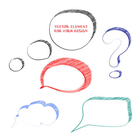 illustration of speech bubbles in scribble styleのイラスト素材