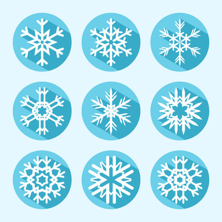 Vector illustration of Snowflake Icons flat styleのイラスト素材