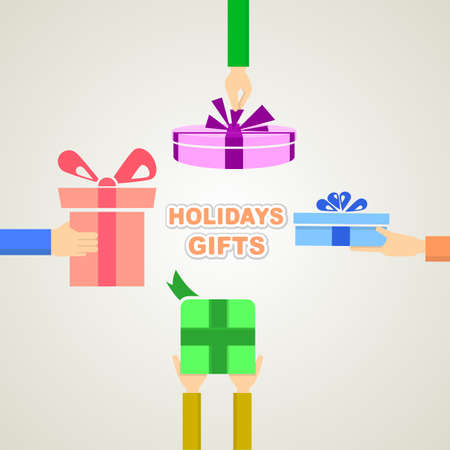 Vector illustration of Happy Holidays gifts backgroundのイラスト素材