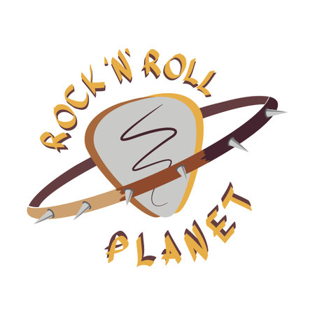 Vector illustration of planet with dog collar with spikes.のイラスト素材