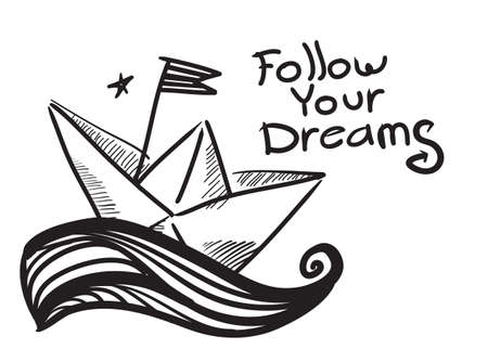 Paper Boat Illustrationのイラスト素材