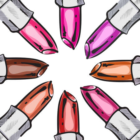 Vector illustration of lipsticks random color.のイラスト素材