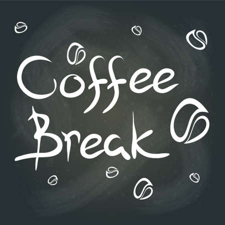 Coffee break on the blackboard. Chalk handwritten text.のイラスト素材