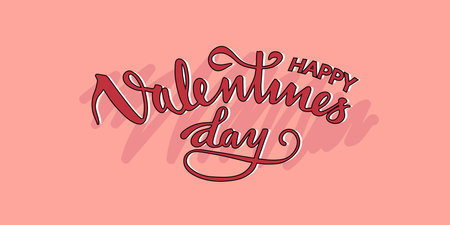 Happy Valentines vector illustration on pink background.のイラスト素材