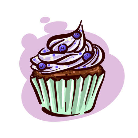 Cupcake With Berries. Vector for bakery.のイラスト素材