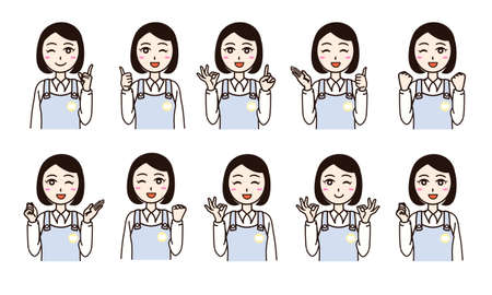 Woman wear apron, teacher, motherのイラスト素材