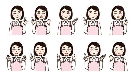 Woman wear apron, teacher, motherのイラスト素材