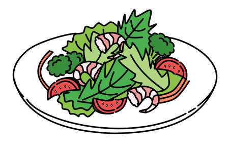 Shrimp salad simple cute iconのイラスト素材