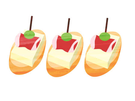 Prosciutto, tapas, bar, Spanish foodのイラスト素材