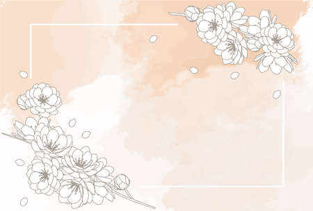 Flowers, floral, frame, simple, watercolorのイラスト素材