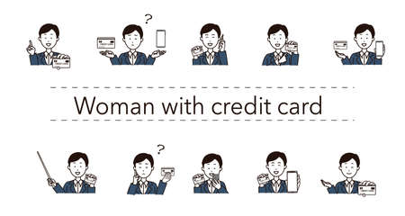 Various Woman with credit cardのイラスト素材