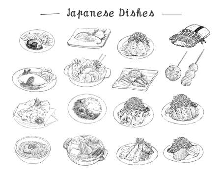 Japanese Dishesのイラスト素材