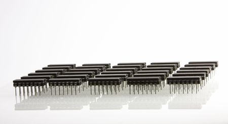 Microchips odered in rows and columns like army unitの写真素材