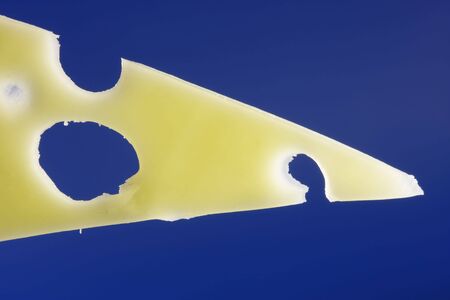 Close-up of swiss cheese sliceの写真素材