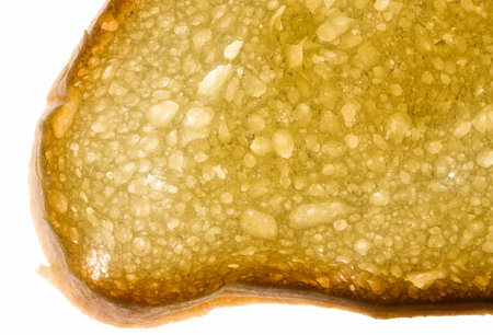 Macro of bread slice on a gleam