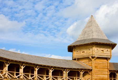 Ancient wooden Cossack fortress, Baturin, Ukraineの写真素材