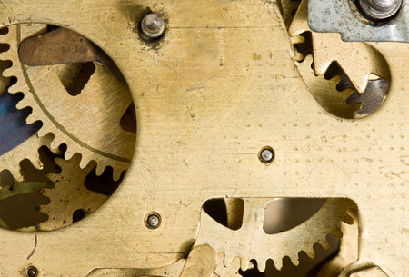 Macro of alarm-clock rack-wheels