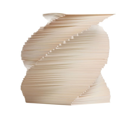 Paper stack shifted in spiral isolated on white