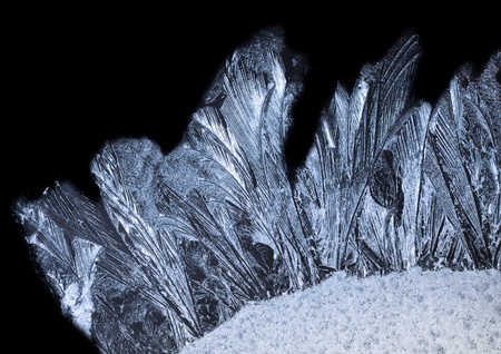 Macro texture of winter hoarfrost on glassの写真素材