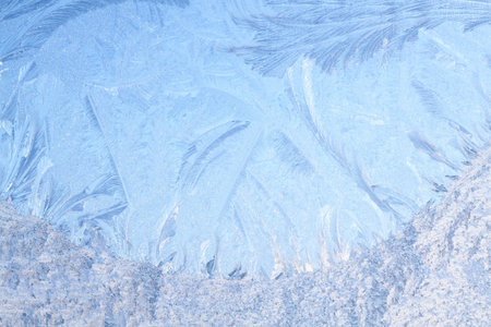 Macro of natural hoarfrost on pane