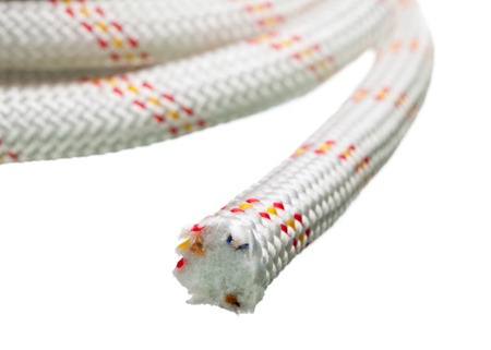 End of cable near hank isolated on white backgroundの写真素材