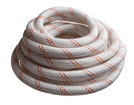 Close-up of rough security cord isolated on whiteの写真素材
