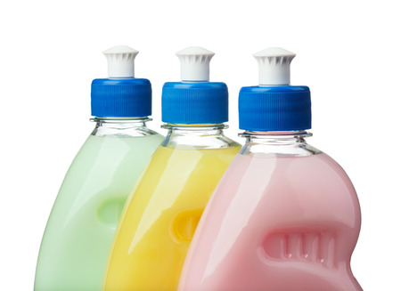Dishwashing liquid bottles colored range isolated on white
の写真素材