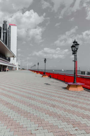 View of a high multi-storey hotel in Odessa on a sunny warm day.High quality photoのeditorial素材