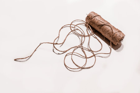 Skein of twine on a white background. High quality photoの写真素材