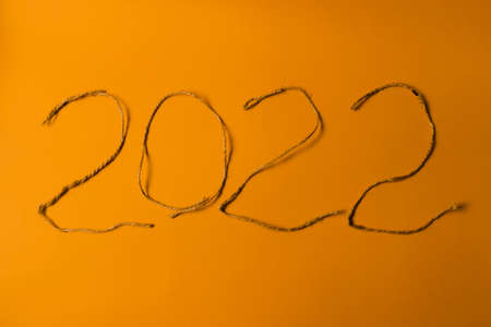 The number 2022 is made of rope. Scourge in the form of the number 2022. High quality photoの写真素材
