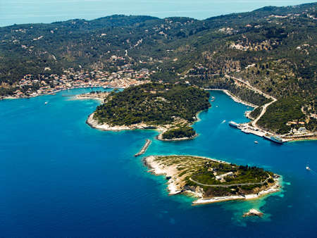 Gaios, Paxi island, Greece, aerial viewの写真素材