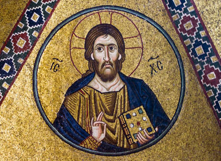 Jesus Christ mosaic, 11th century, Greeceのeditorial素材