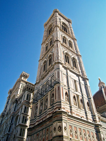 Giotto's Campanile, at the Florence Cathedral, in Florence, Italy.