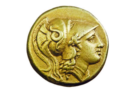 Ancient Greek gold coin, Alexander the Great, 3rd century BCの写真素材